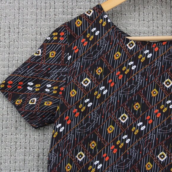 Mo:vint By Anthropologie Blouse Top Womens XS Multicolor Short Sleeve Casual NWT - Picture 4 of 9